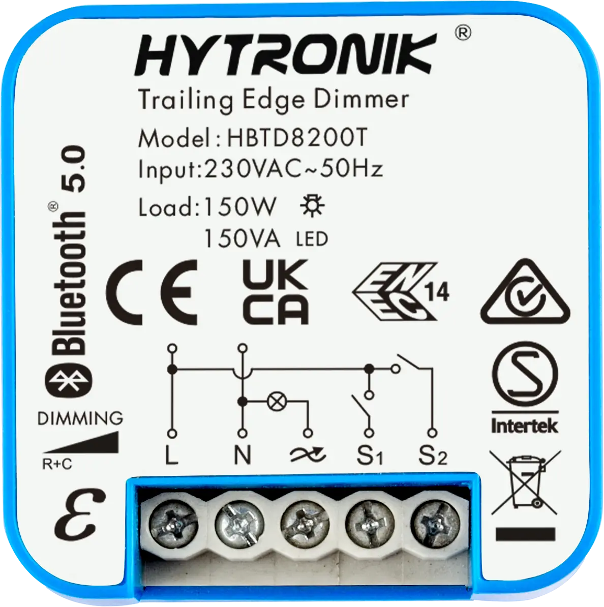 Top view of HBTD8200T Bluetooth Receiver  Trailing Edge  Wall Junction Box