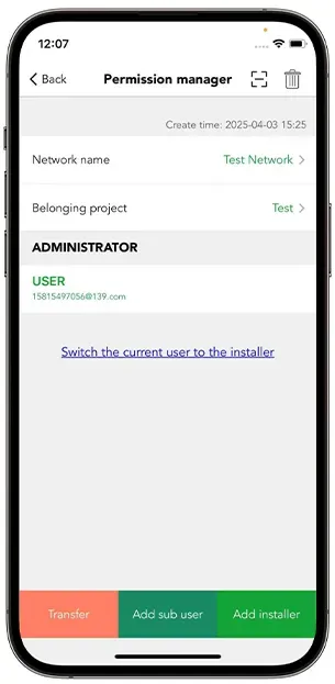 Koolmesh permission management and project transfer interface